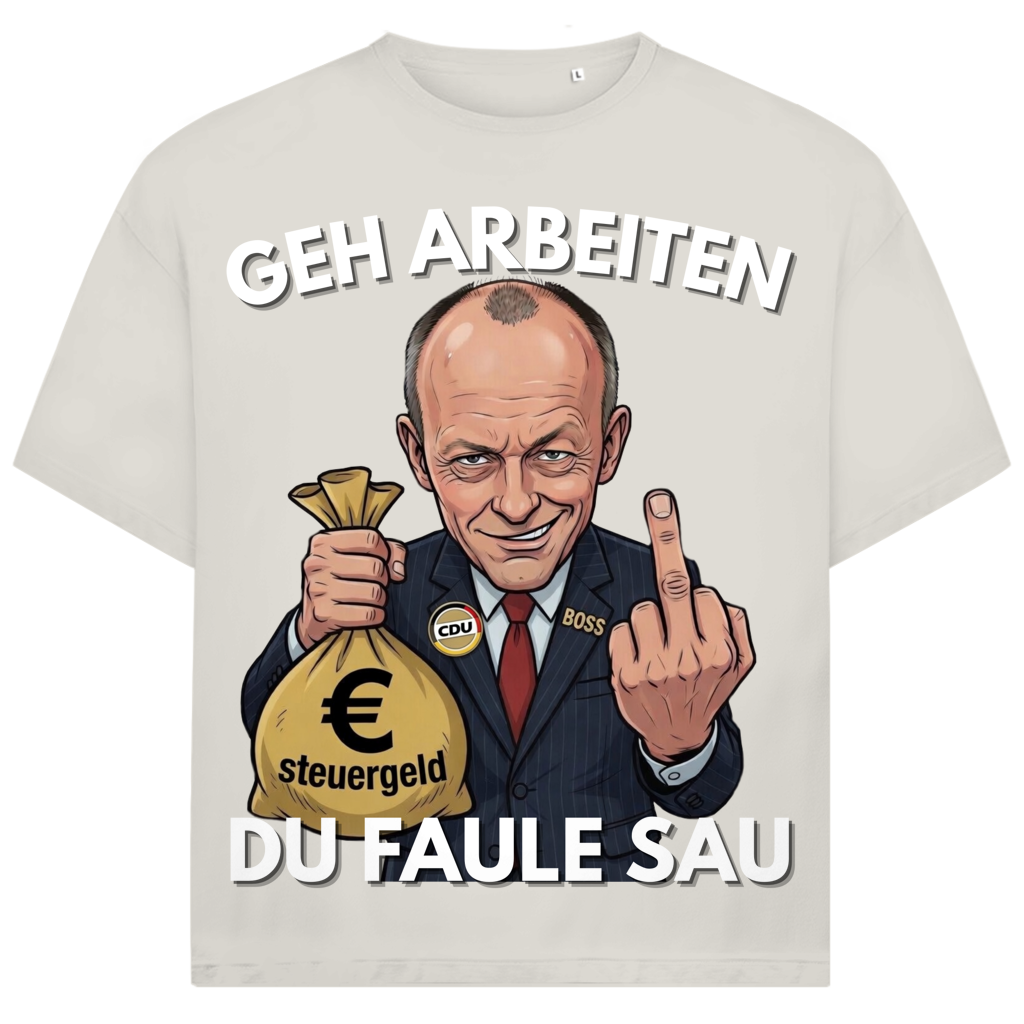 Geh arbeiten du faule Sau - Jack and Jones Oversize T-Shirt Egret