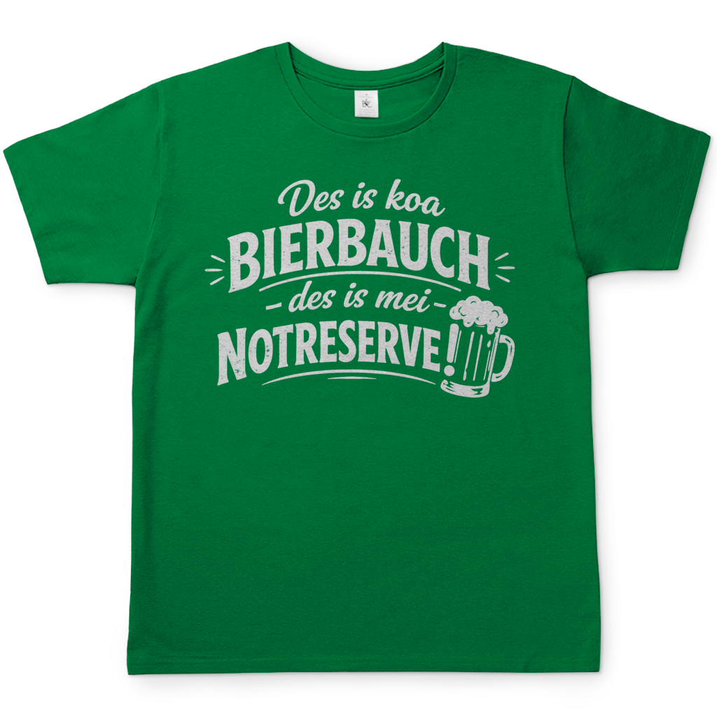 Des is koa Bierbauch des is mei Notreserve - Herren T-Shirt Kelly Green