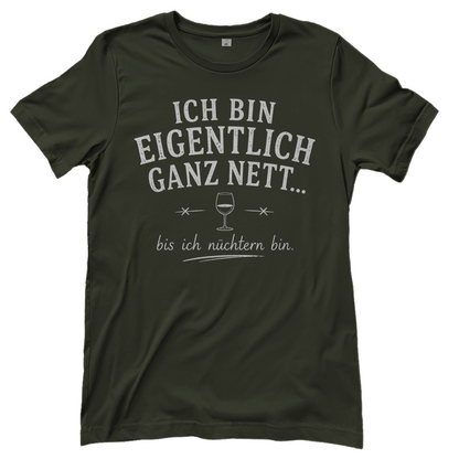 Ich bin eigentlich ganz nett bis ich nüchtern bin - Damen T-Shirt Urban Khaki