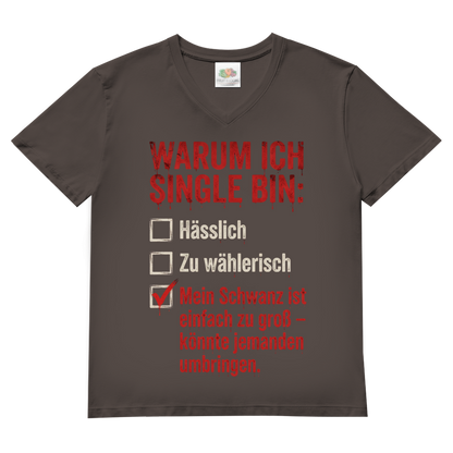 Warum ich Single bin mein Schwanz ist zu groß - Herren V-Neck T-Shirt Light Graphite Solid