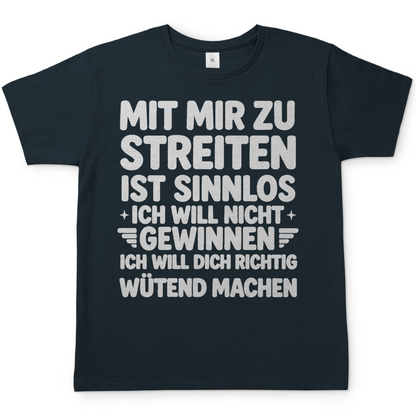 Mit mir zu streiten ist sinnlos - Herren T-Shirt Dark Grey Solid