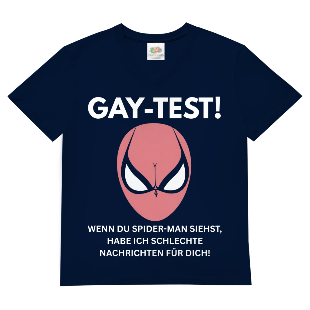 Gay Test wenn du Spider-Man siehst schlechte Nachrichten - Herren V-Neck T-Shirt Navy