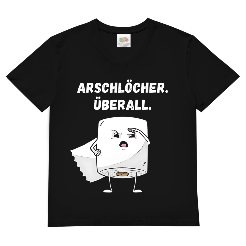 ARSCHLÖCHER. ÜBERALL. - Herren V-Neck T-Shirt Black