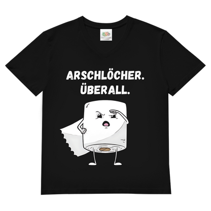 ARSCHLÖCHER. ÜBERALL. - Herren V-Neck T-Shirt Black