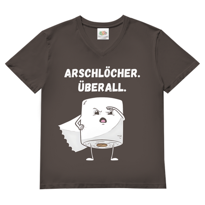 ARSCHLÖCHER. ÜBERALL. - Herren V-Neck T-Shirt Light Graphite Solid