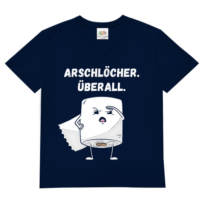 ARSCHLÖCHER. ÜBERALL. - Herren V-Neck T-Shirt Navy