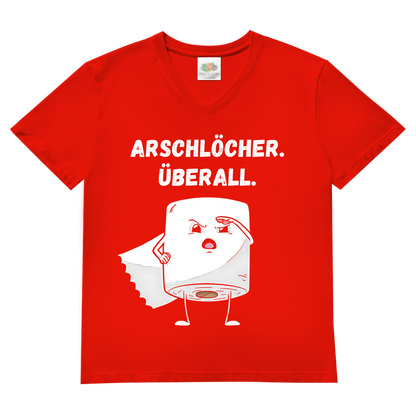 ARSCHLÖCHER. ÜBERALL. - Herren V-Neck T-Shirt Red