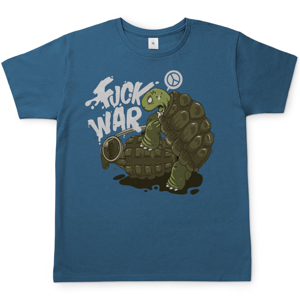 Fuck War Schildkröte Turtle - Herren T-Shirt Stone Blue