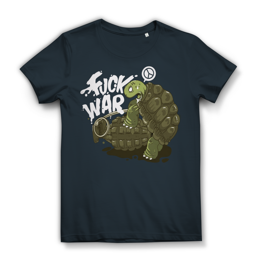Fuck War Schildkröte Turtle - Damen Premium Bio T-Shirt Dark Grey