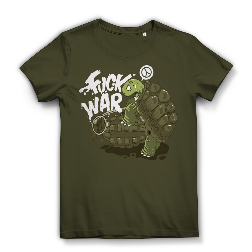 Fuck War Schildkröte Turtle - Damen Premium Bio T-Shirt Khaki