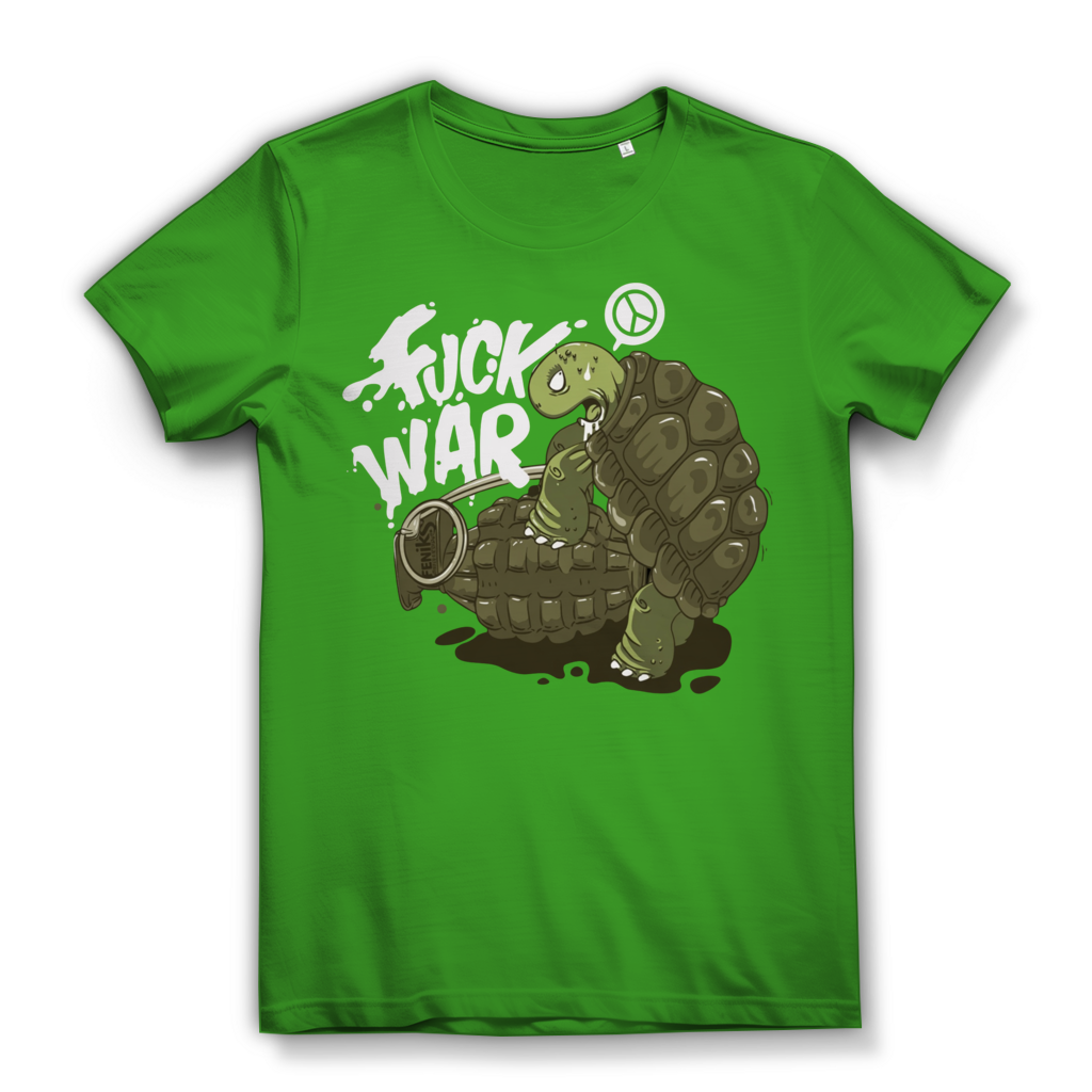 Fuck War Schildkröte Turtle - Damen Premium Bio T-Shirt Real Green