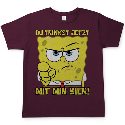 Du trinkst jetzt mit mir Bier - Herren T-Shirt Burgundy