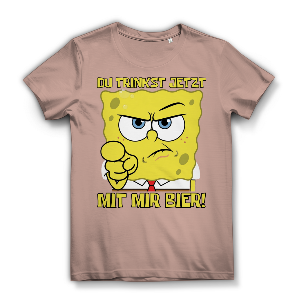 Du trinkst jetzt mit mir Bier - Damen Premium Bio T-Shirt Millennial Pink