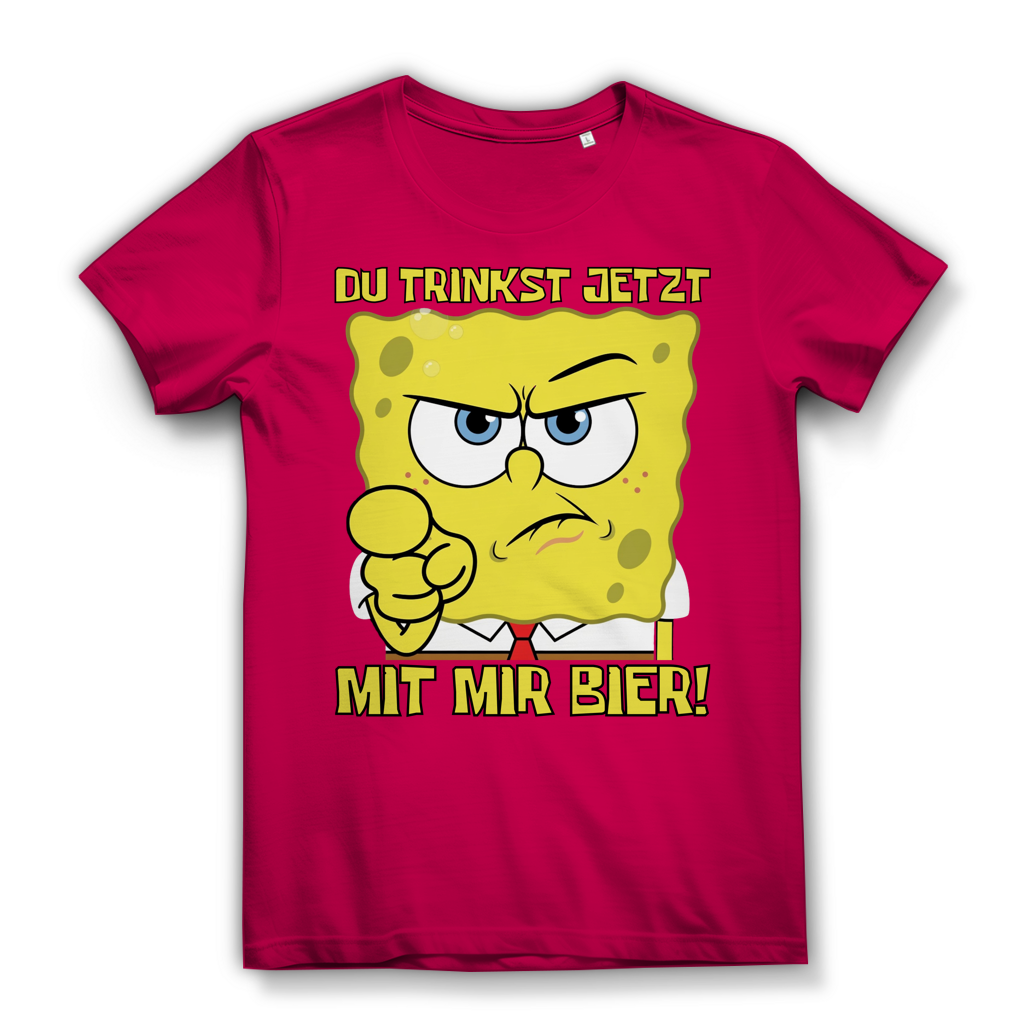 Du trinkst jetzt mit mir Bier - Damen Premium Bio T-Shirt Fuchsia