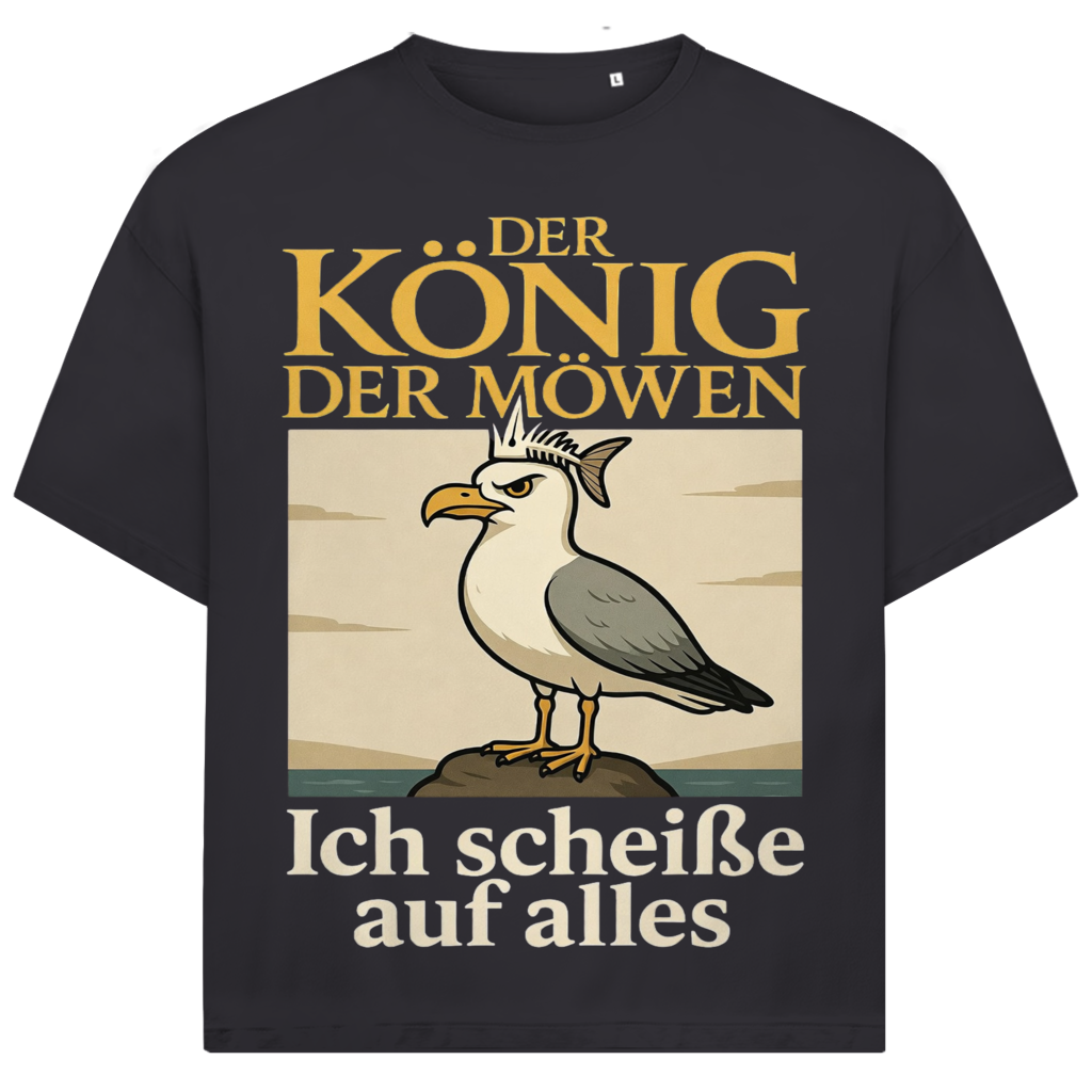 Der König der Möwen ich scheiße auf alles - Jack and Jones Oversize T-Shirt Asphalt