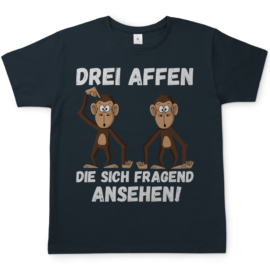Drei Affen die sich fragend ansehen! - Herren T-Shirt Dark Grey Solid