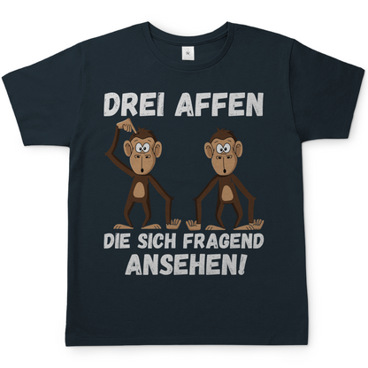 Drei Affen die sich fragend ansehen! - Herren T-Shirt Dark Grey Solid