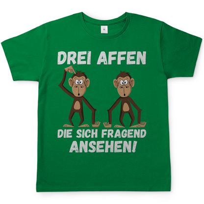 Drei Affen die sich fragend ansehen! - Herren T-Shirt Kelly Green