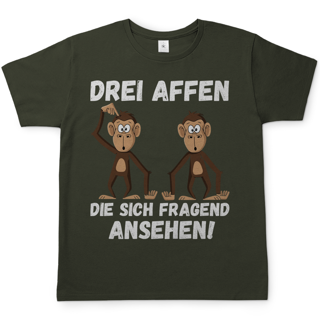 Drei Affen die sich fragend ansehen! - Herren T-Shirt Urban Khaki
