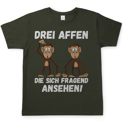 Drei Affen die sich fragend ansehen! - Herren T-Shirt Urban Khaki
