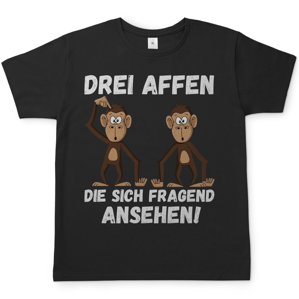 Drei Affen die sich fragend ansehen! - Herren T-Shirt Black