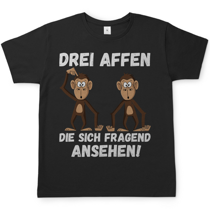 Drei Affen die sich fragend ansehen! - Herren T-Shirt Black