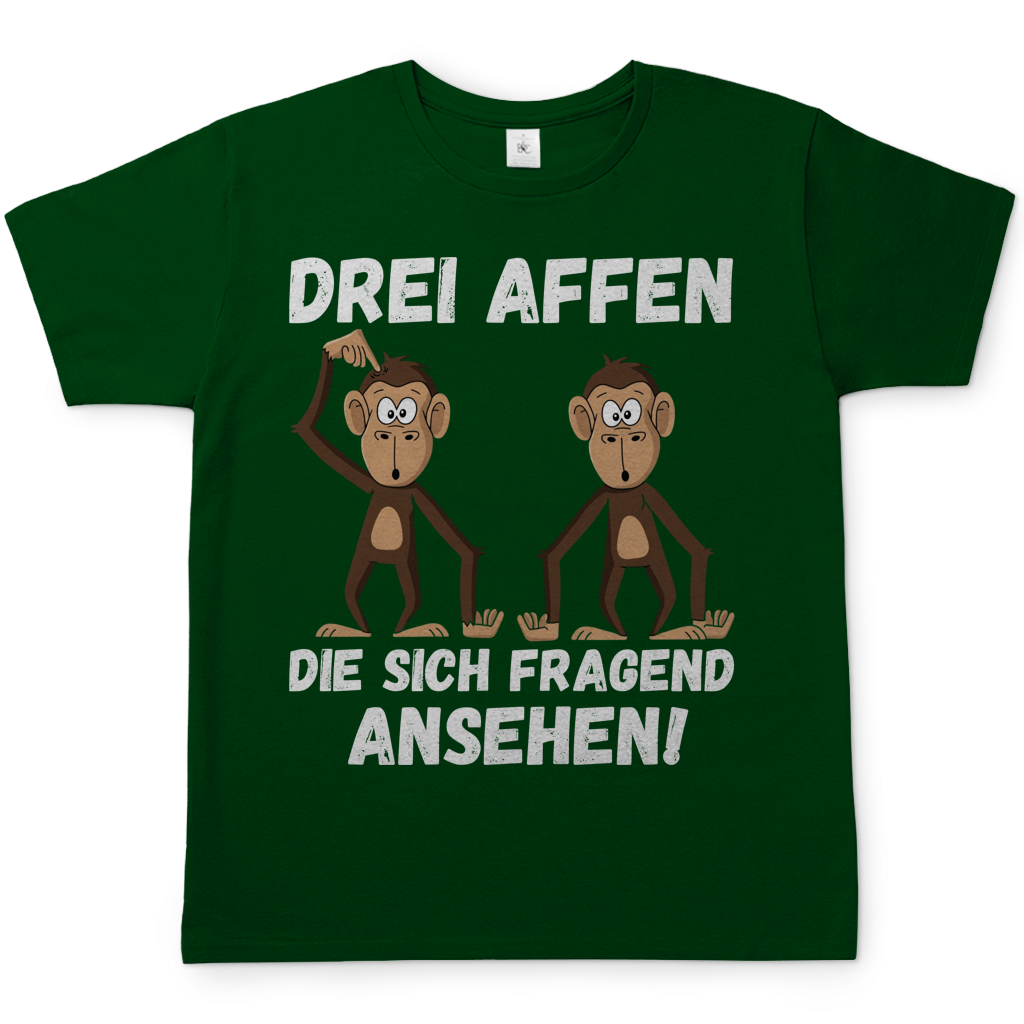 Drei Affen die sich fragend ansehen! - Herren T-Shirt Bottle Green