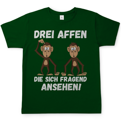 Drei Affen die sich fragend ansehen! - Herren T-Shirt Bottle Green