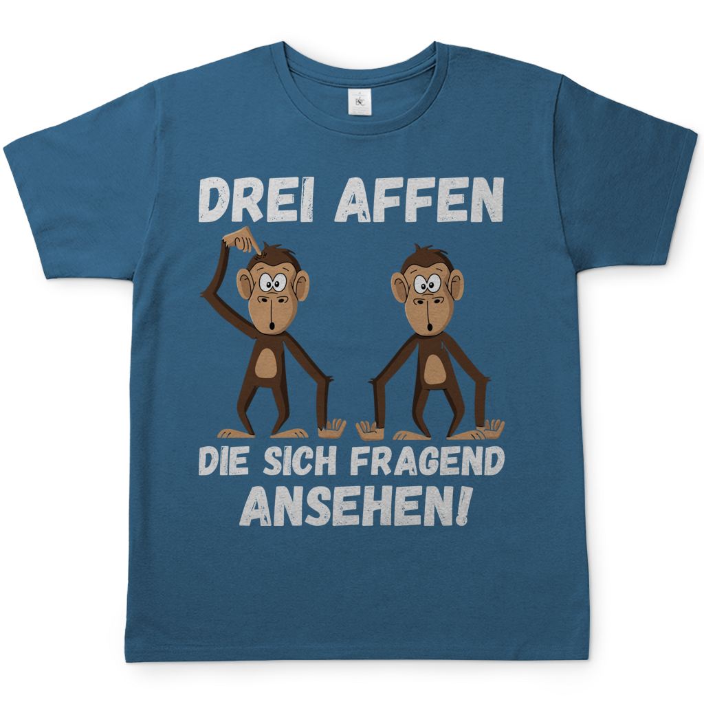 Drei Affen die sich fragend ansehen! - Herren T-Shirt Stone Blue