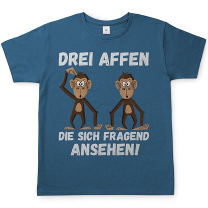 Drei Affen die sich fragend ansehen! - Herren T-Shirt Stone Blue