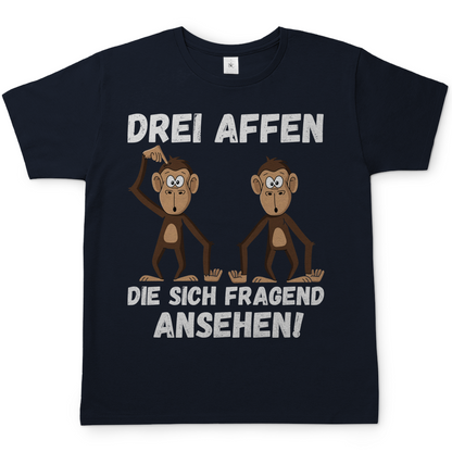 Drei Affen die sich fragend ansehen! - Herren T-Shirt Navy