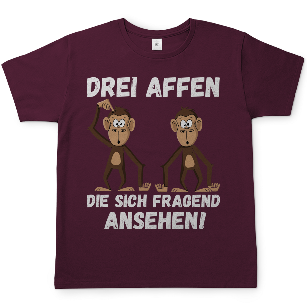 Drei Affen die sich fragend ansehen! - Herren T-Shirt Burgundy