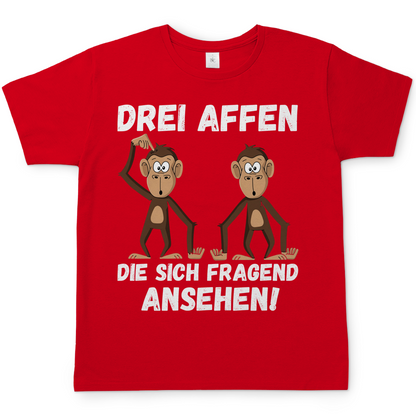 Drei Affen die sich fragend ansehen! - Herren T-Shirt Red