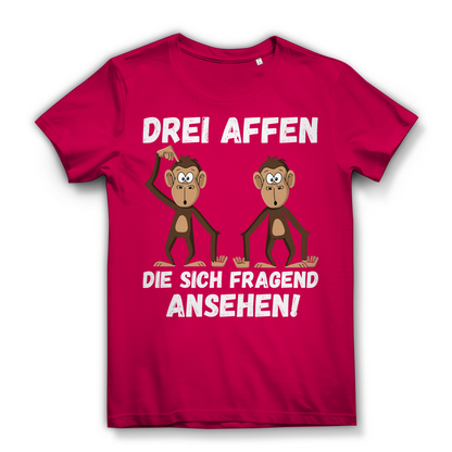Drei Affen die sich fragend ansehen! - Damen Premium Bio T-Shirt Fuchsia