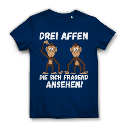 Drei Affen die sich fragend ansehen! - Damen Premium Bio T-Shirt Navy