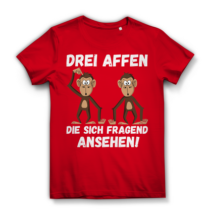 Drei Affen die sich fragend ansehen! - Damen Premium Bio T-Shirt Red