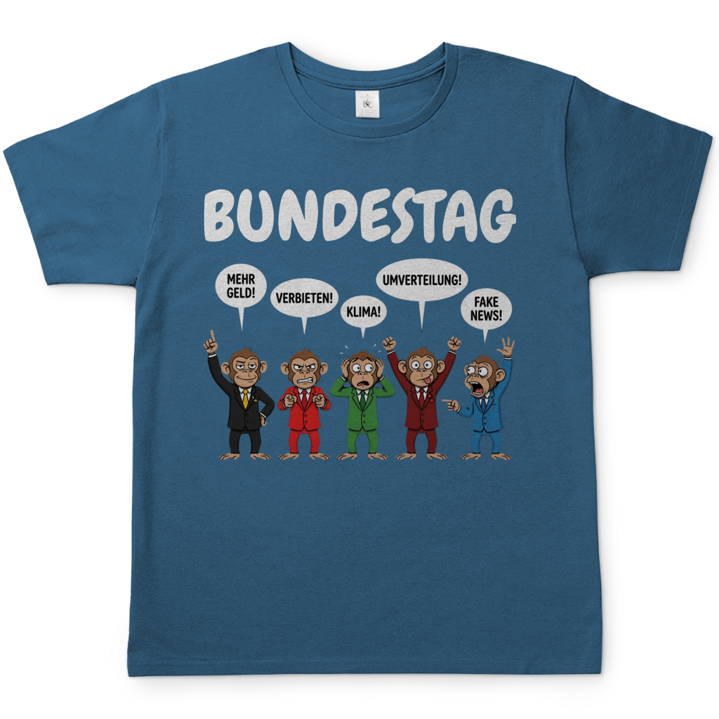 Bundestag voller Affen - Herren T-Shirt Stone Blue