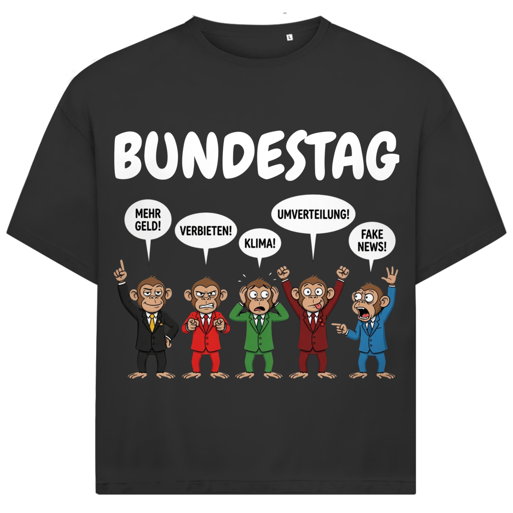 Bundestag voller Affen - Jack and Jones Oversize T-Shirt Black