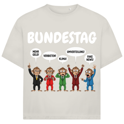 Bundestag voller Affen - Jack and Jones Oversize T-Shirt Egret