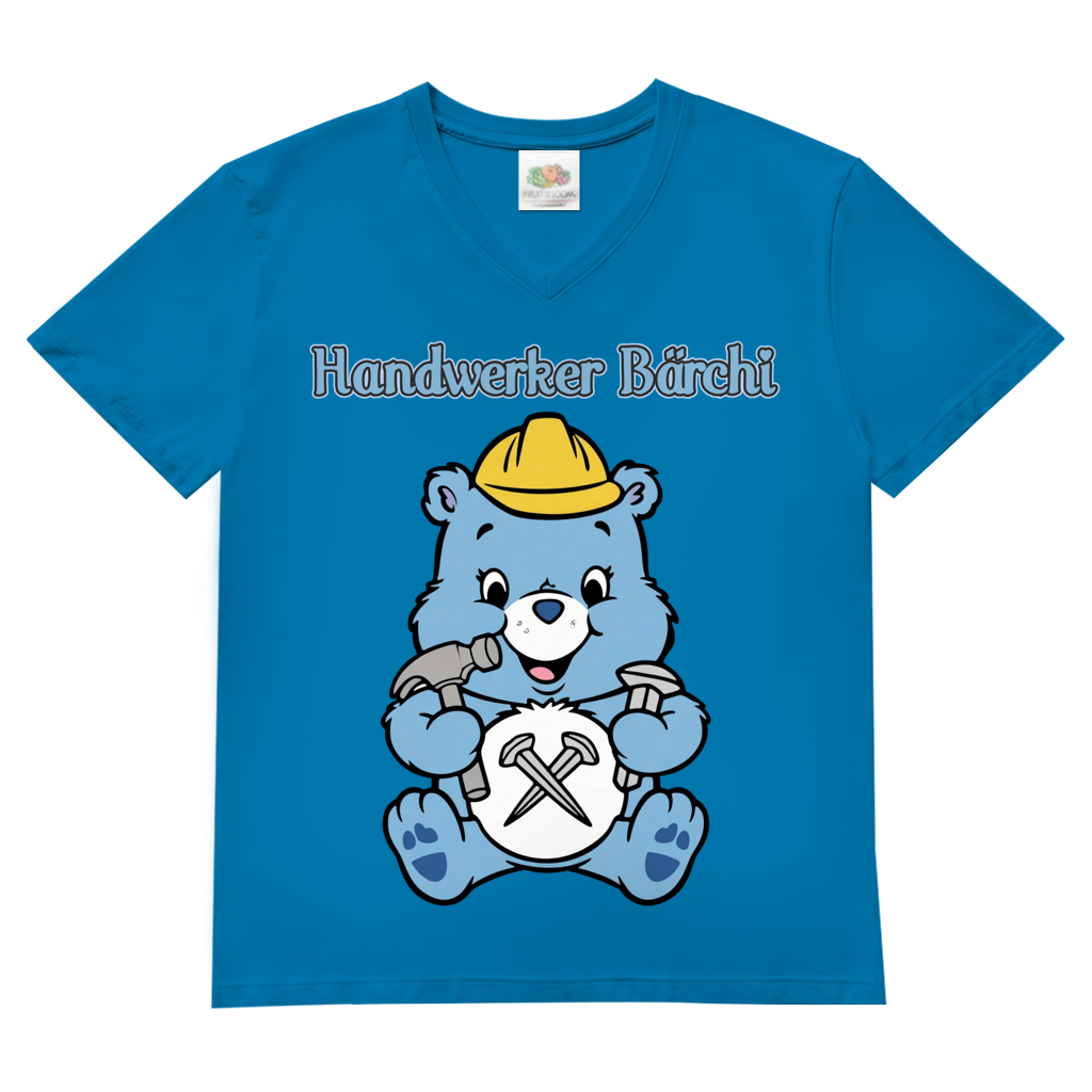 Handwerker Bärchi - Glücksbärchi - Herren V-Neck T-Shirt Azure Blue
