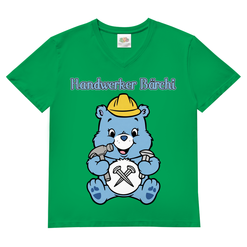 Handwerker Bärchi - Glücksbärchi - Herren V-Neck T-Shirt Kelly Green