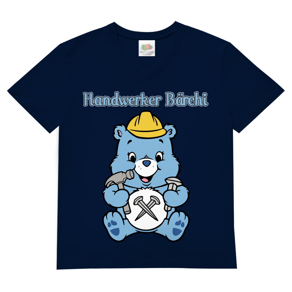 Handwerker Bärchi - Glücksbärchi - Herren V-Neck T-Shirt Navy