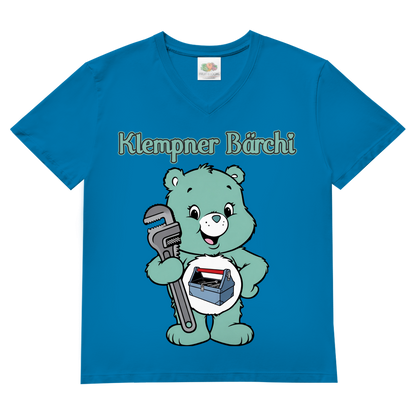 Klempner Bärchi - Glücksbärchi - Herren V-Neck T-Shirt Azure Blue