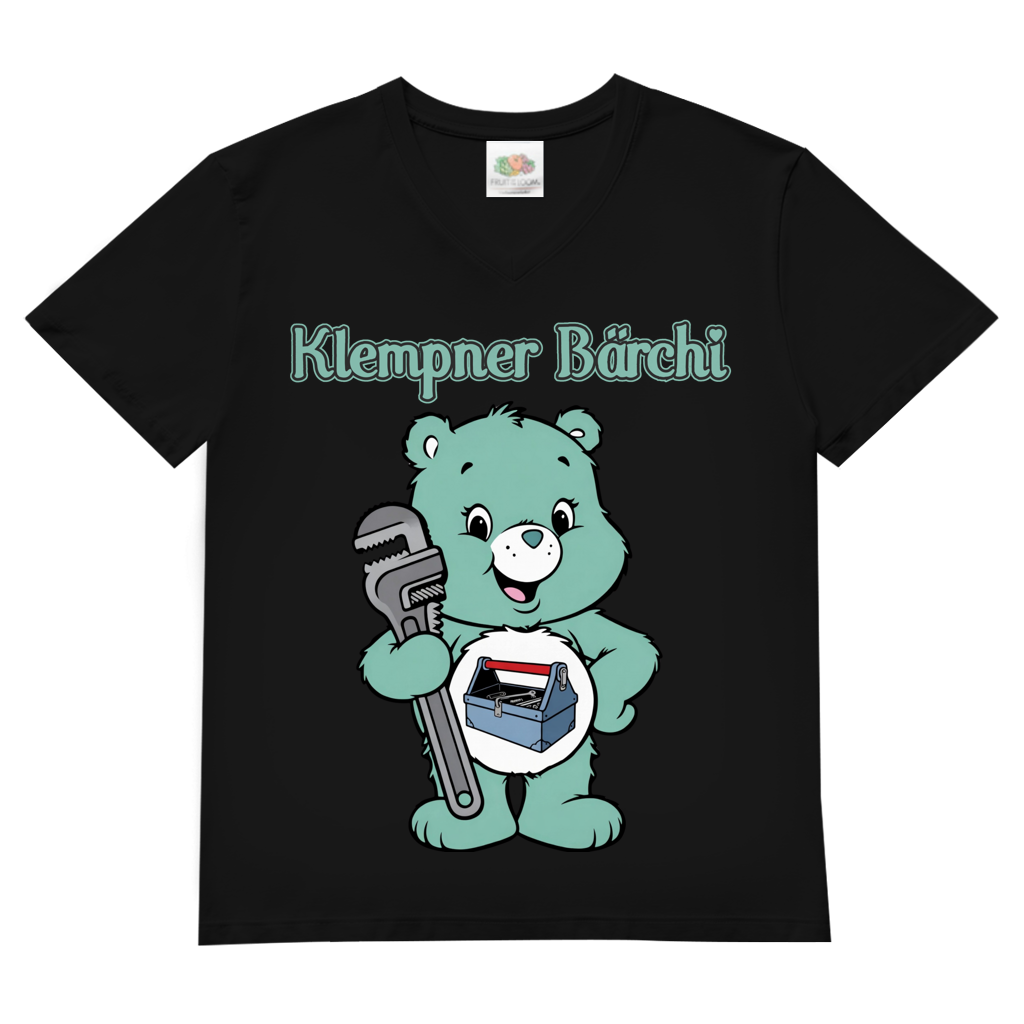 Klempner Bärchi - Glücksbärchi - Herren V-Neck T-Shirt Black