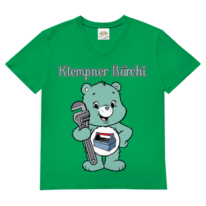 Klempner Bärchi - Glücksbärchi - Herren V-Neck T-Shirt Kelly Green