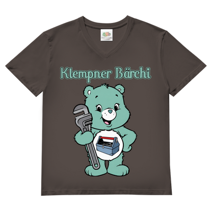 Klempner Bärchi - Glücksbärchi - Herren V-Neck T-Shirt Light Graphite Solid
