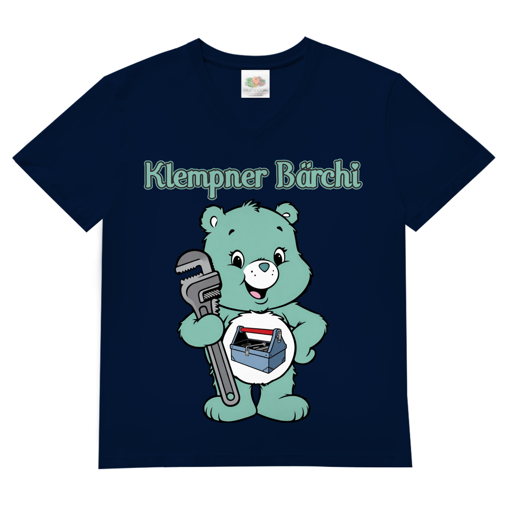 Klempner Bärchi - Glücksbärchi - Herren V-Neck T-Shirt Navy