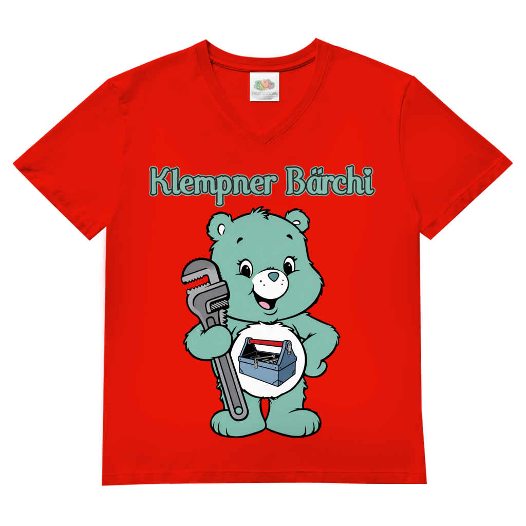 Klempner Bärchi - Glücksbärchi - Herren V-Neck T-Shirt Red
