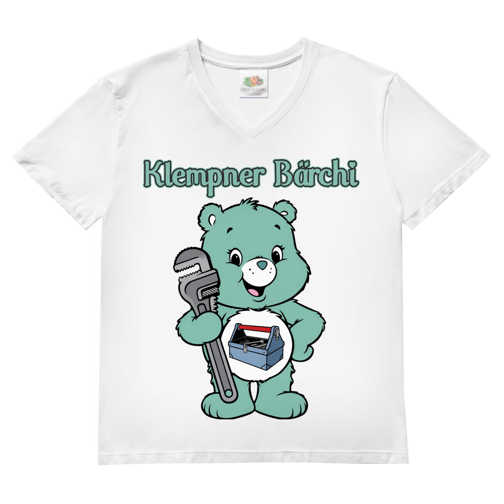 Klempner Bärchi - Glücksbärchi - Herren V-Neck T-Shirt White