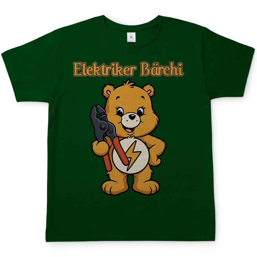 Elektriker Bärchi - Glücksbärchi - Herren T-Shirt Bottle Green